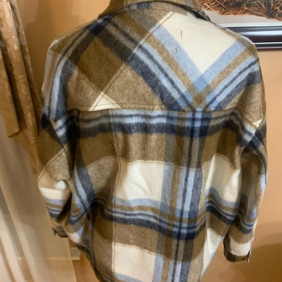 Zara Plaid Wool Blend Shacket - Picture 7 of 9